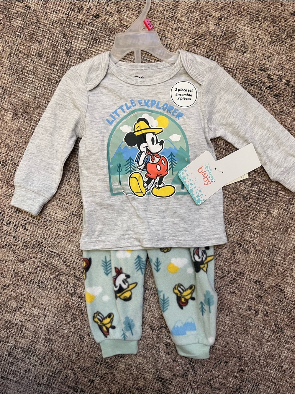 NWT Unisex Disney Little Explorer Mickey Mouse Matching Fleece Set 6-12M
